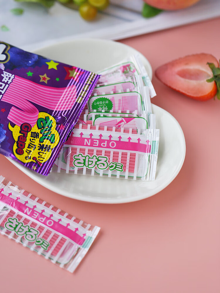 晨臻日本进口uha味觉糖萨可爱超长条手撕糖水果果汁软糖网红零食袋装7