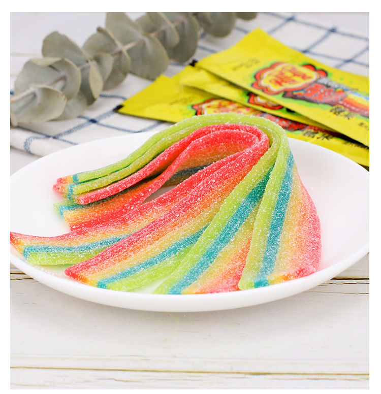 珍宝珠酸条软糖彩虹长条酸甜果汁橡皮糖糖果10.