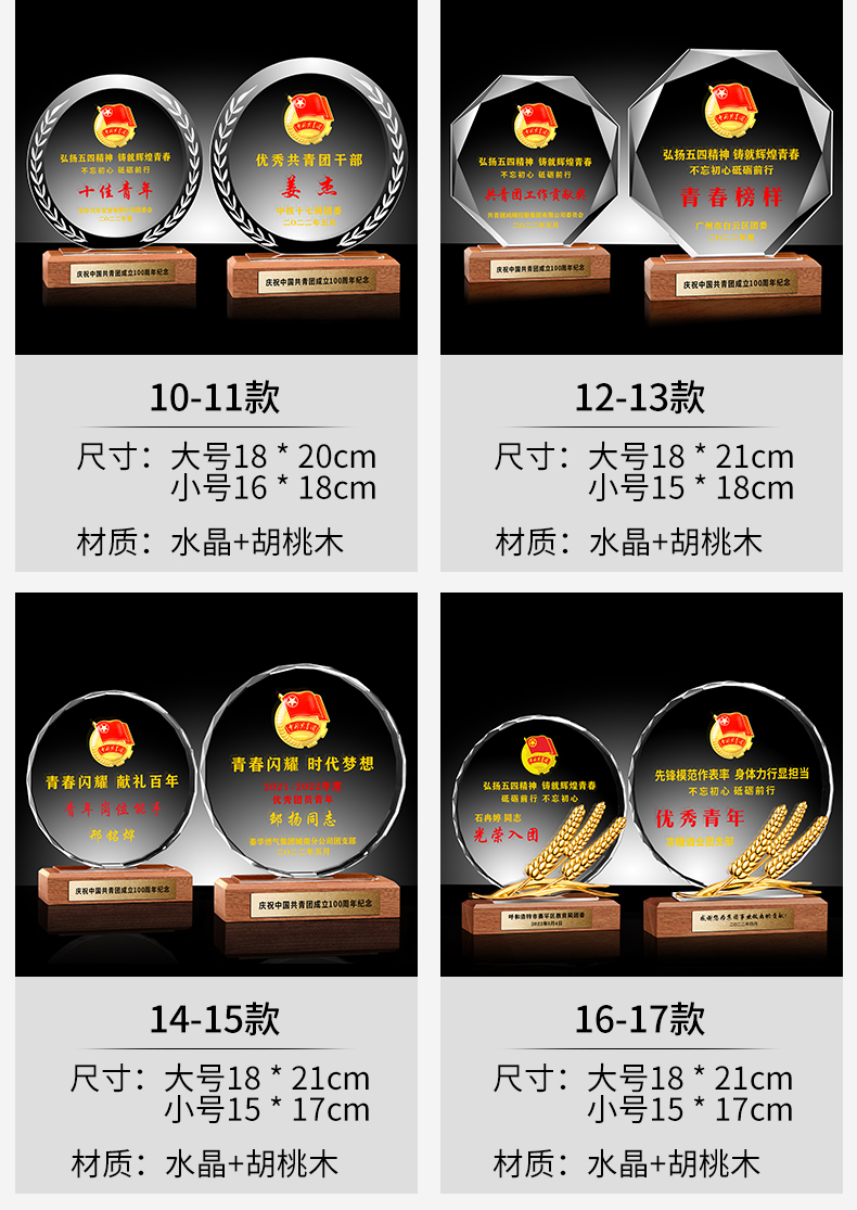 青年节纪念品团委团建团员奖品会议活动礼品03十佳青年