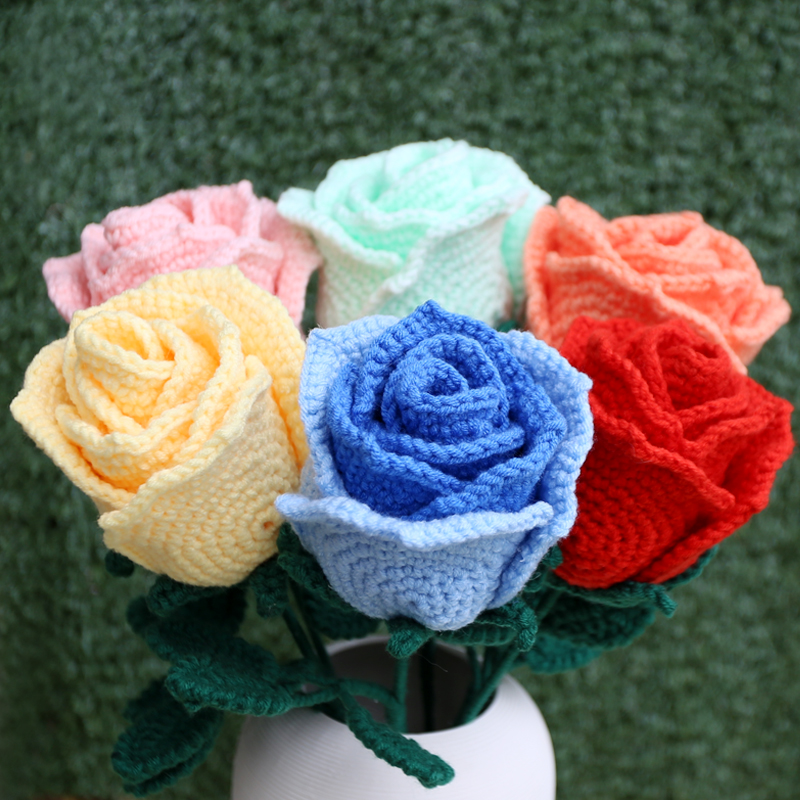 左余手工编织花束钩织毛线花diy自制材料包白色马蹄莲材料包可做六朵