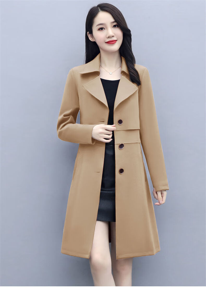 高品质秋季中长款风衣女2021新款春秋季新款风感大衣中长款女装风衣
