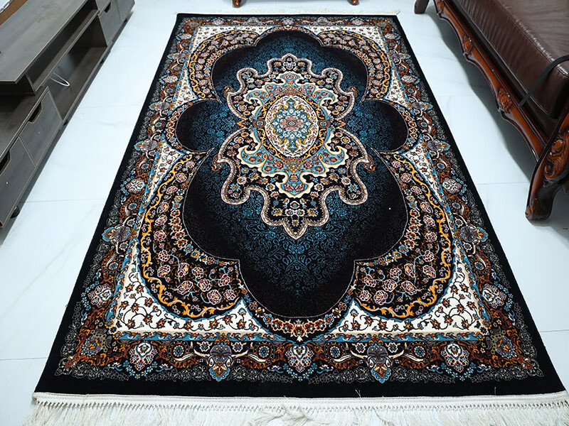 原装波斯地毯真丝地毯欧式美式地毯客厅卧室床边床头床尾地毯宝蓝色