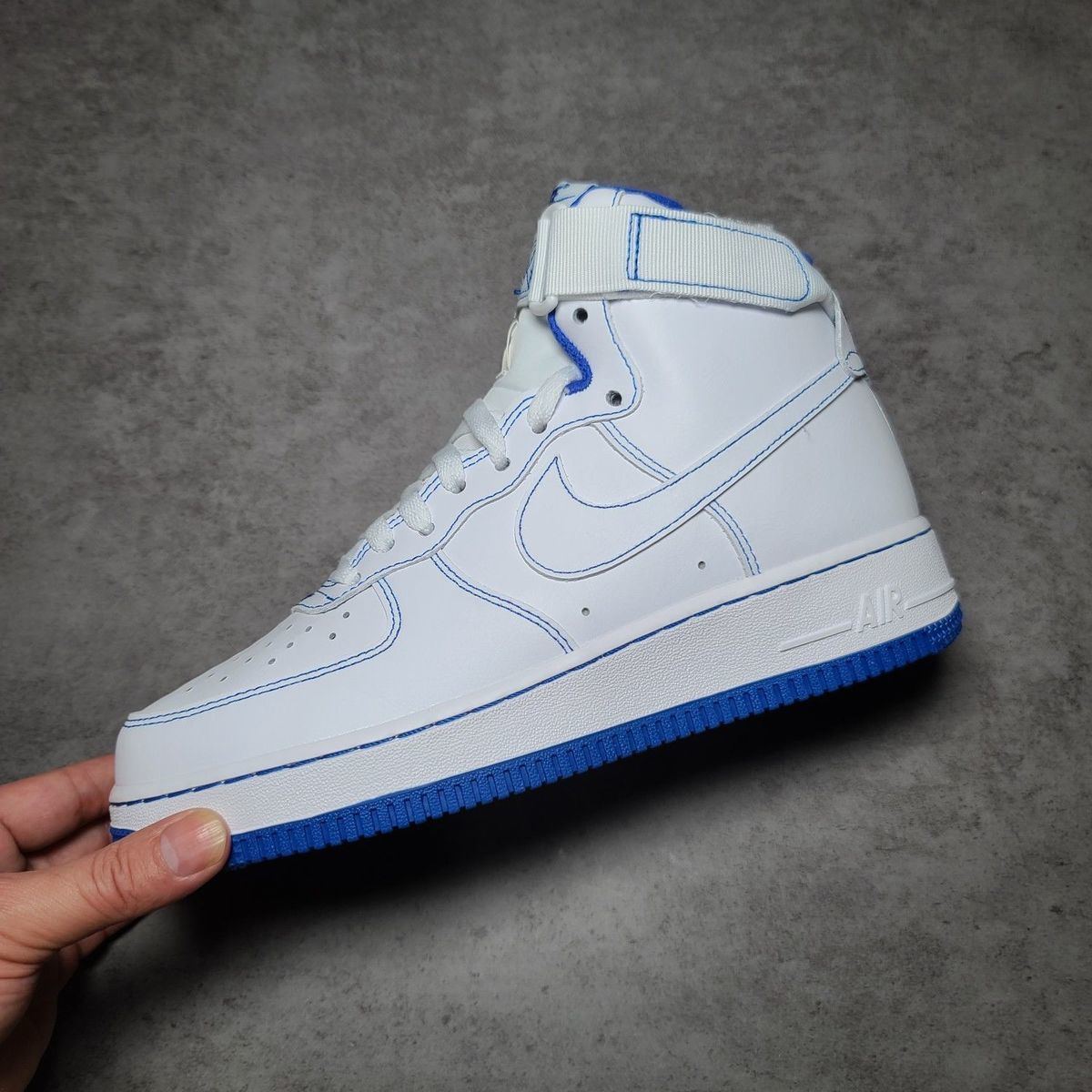 1 空军一号白蓝缝线高帮运动休闲滑板鞋男女cv1753-101 白色 白蓝缝线