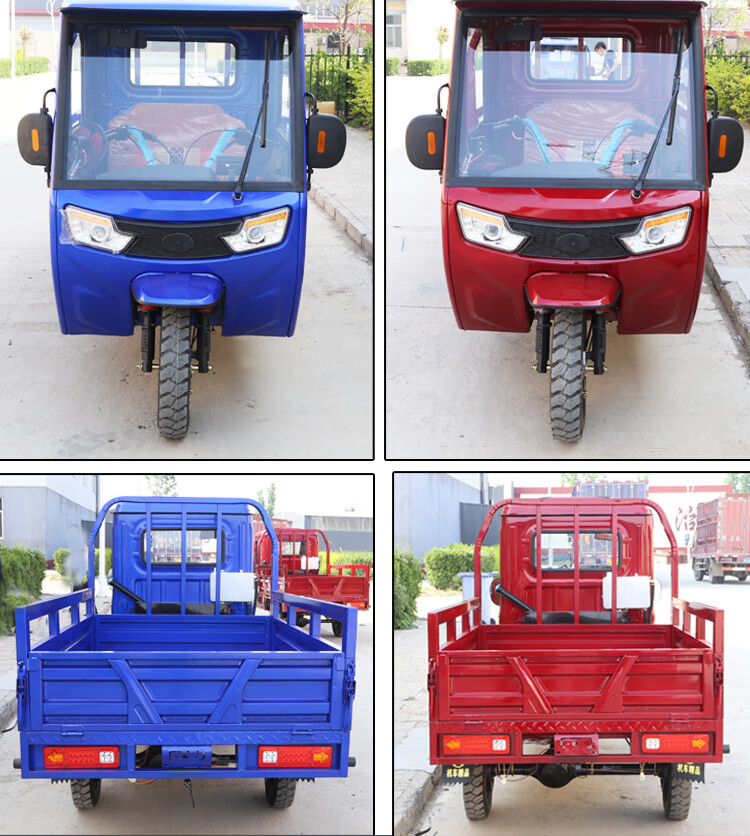 新款汽油国四电喷燃油半封闭三轮车左方向盘把式带半棚三轮摩托车国四