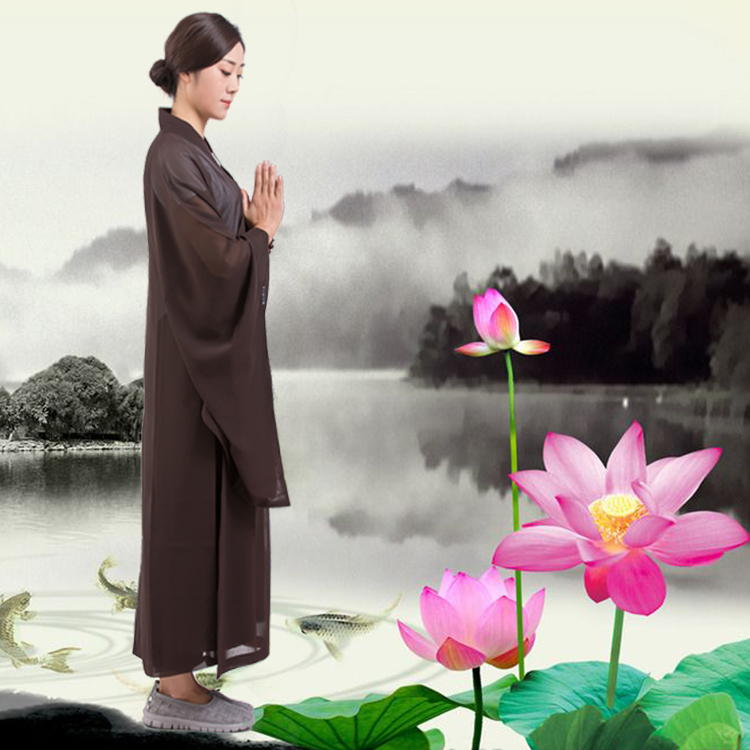 海青长衫居士服 台麻海青居士服男女款秋四季款海清衣服佛女春尼姑