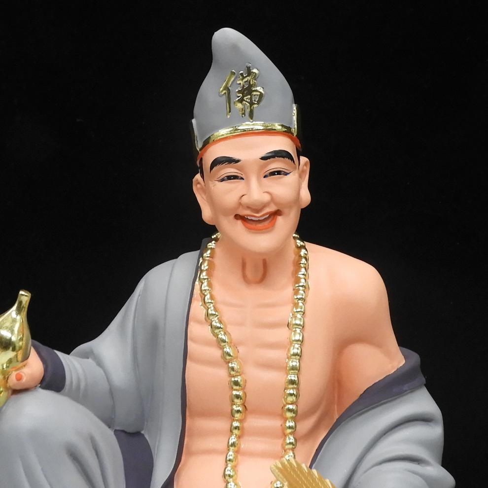 道济和尚济公佛像 活佛济公金色 树脂佛像16寸菩萨降龙罗汉李修元供奉