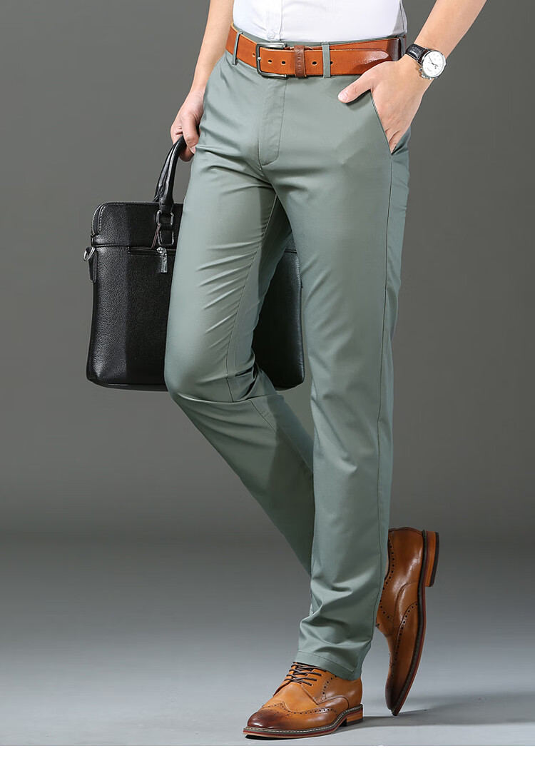 恒源祥官网特价捡漏男士休闲裤桑蚕丝直筒长裤子中年抗皱免烫真丝男裤