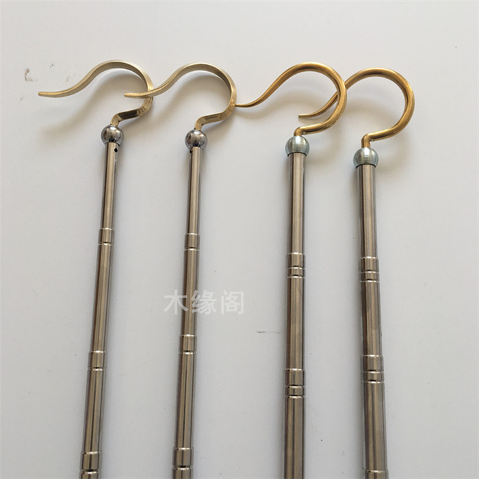 鸟笼挂杆 挂钩 鸟笼配件 乌木红木挂杆 不锈钢伸缩加长鸟用品 六节挂