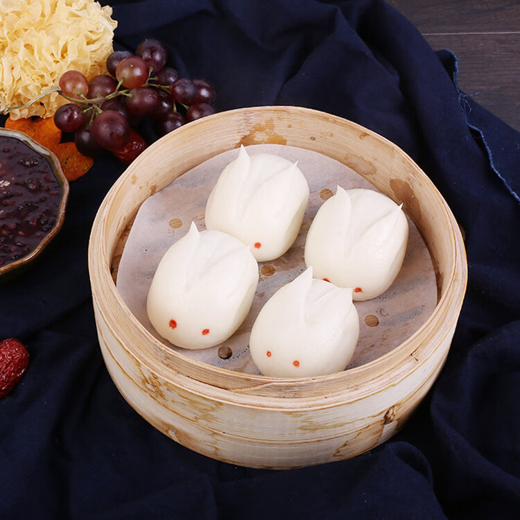 玉兔甜包动物兔子奶黄包12个酒店点心饭店主食卡通包子蒸