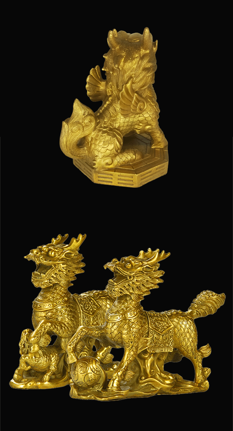 铜麒麟摆件一对踩八卦麒麟公司看门大号摆设家居乔迁入宅客厅饰品高端