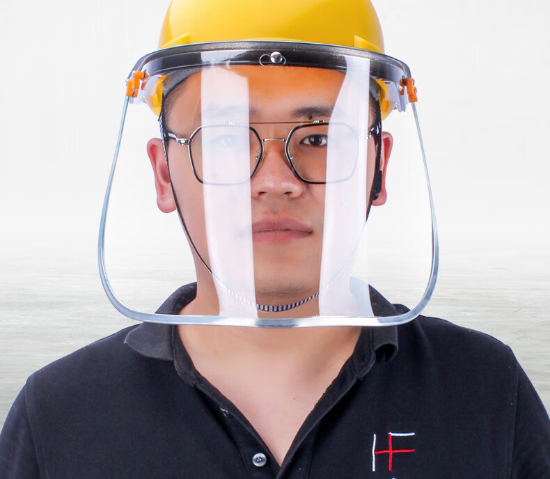 厨房防油面罩带帽子透明防尘护脸厨房防油溅面罩防护面屏配安全帽式