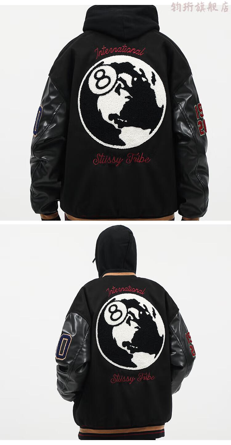 2022新款 斯图西stussy黑八棒球服40周年限定vibe风刺绣皮情侣美式加