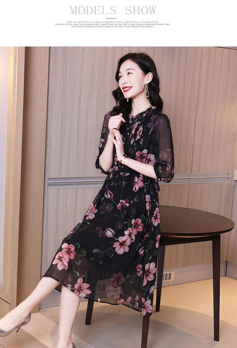 拉夏贝尔商城同款高档重磅真丝连衣裙女夏季气质高端大牌高级感桑蚕丝