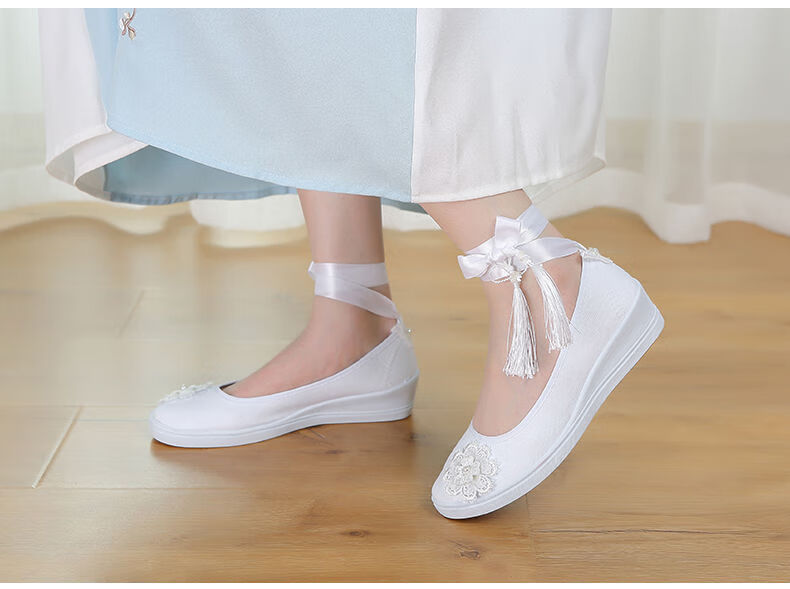 道花途汉服鞋子女古风百搭小白鞋搭配古装中国风古代汉元素儿童舞蹈