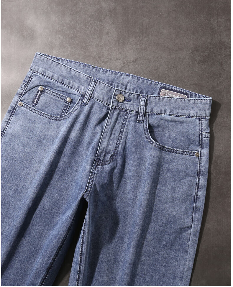 da ck dg潮牌轻奢侈品牌侈22夏季薄款原色洗舒弹丝宽松直筒牛仔裤男