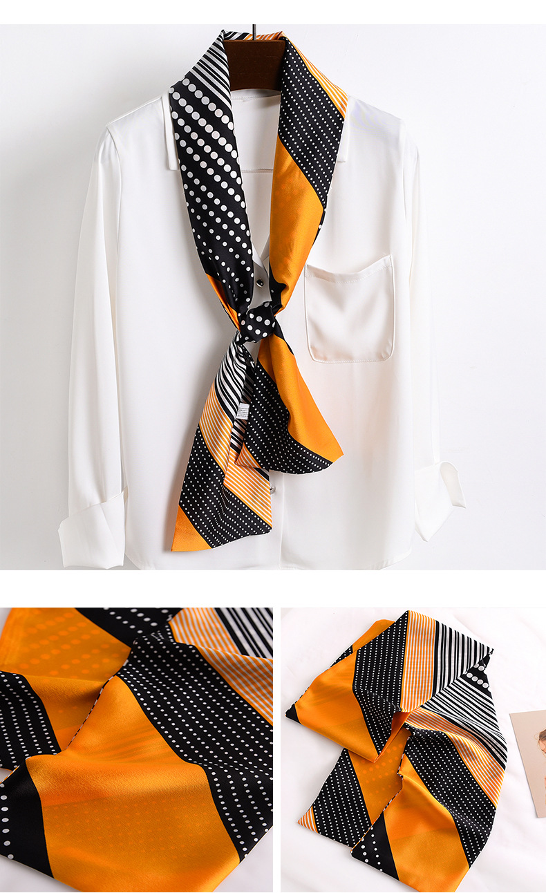 葛尚 小长条丝巾春夏季薄款女方巾细窄长款飘带领巾搭西装韩版围巾