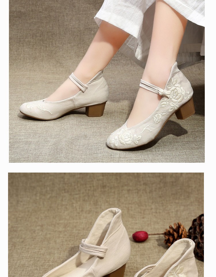中国风复古绣花布鞋女民国风鞋子女文艺陪旗袍的百搭中式女鞋百搭秋季