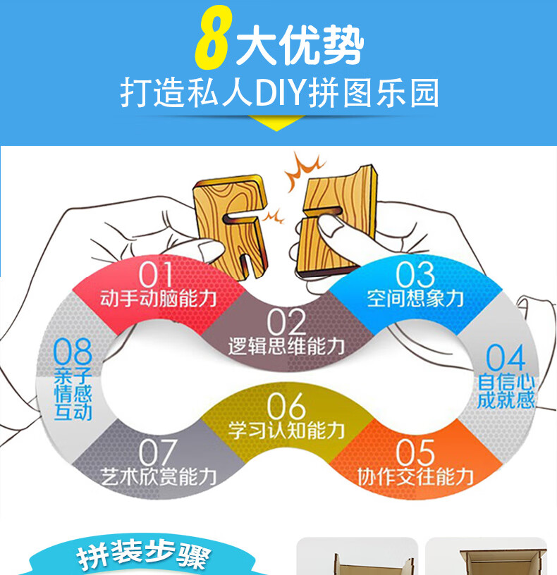 木制3d立体拼图手工拼装木质模型坦克男孩子军事拼板儿童玩具陆军一号