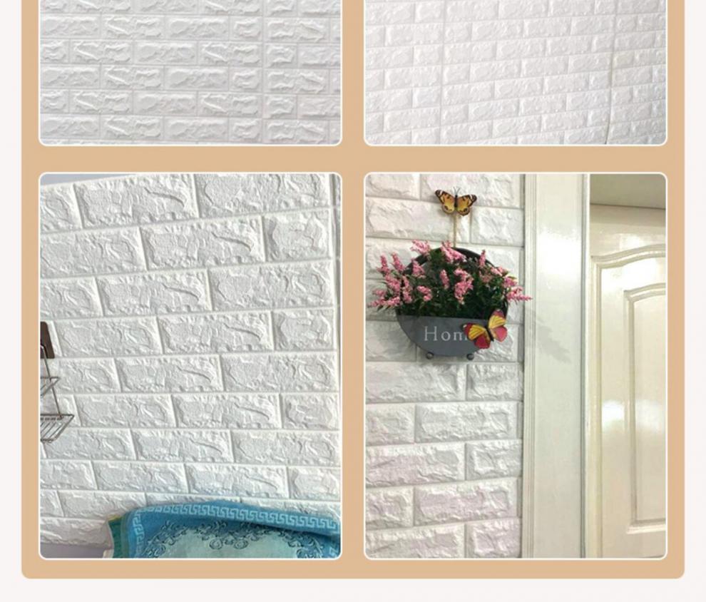 墙纸自粘卧室温馨3d立体壁纸背景墙面泡沫装饰防水防潮贴纸35厚淡紫新