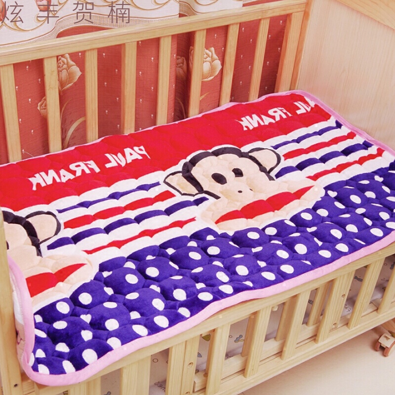 可水洗儿童幼儿园床垫床褥宝宝午睡法兰绒珊瑚绒折叠单人 小绵羊 宽65