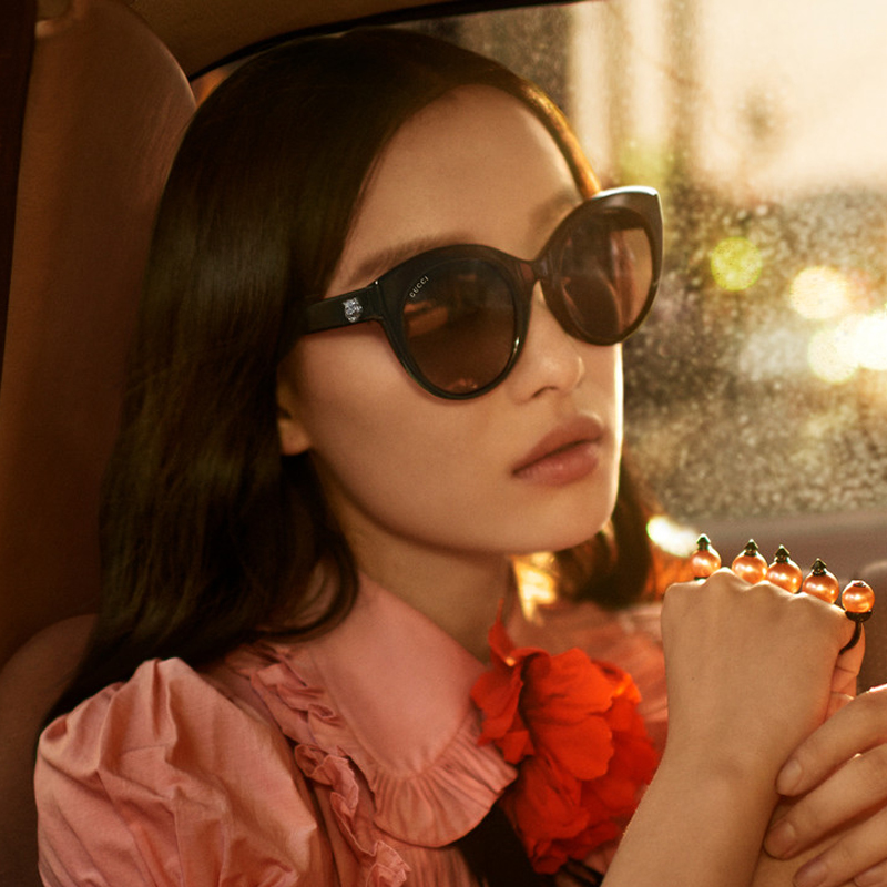 gucci/古驰太阳镜男女款复古墨镜古奇双g虎头倪妮同款眼镜gg0028sa
