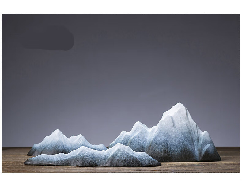 骄意轻奢枯山水禅意雪山摆件客厅陶瓷假山子沙盘微景观山峦9礼盒套装