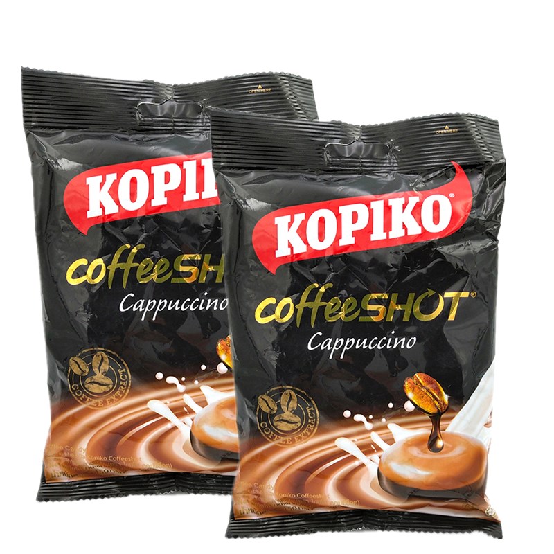 越南进口印尼kopiko可比可咖啡硬糖果特浓卡布奇诺咖啡味150g*5包 特