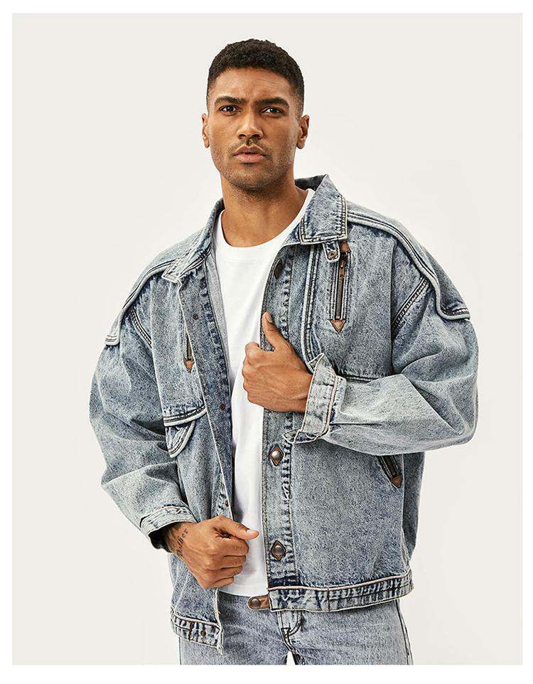 酷派罗美式复古雪花洗水夹克男新款独立设计时尚帅气宽松百搭牛仔外套