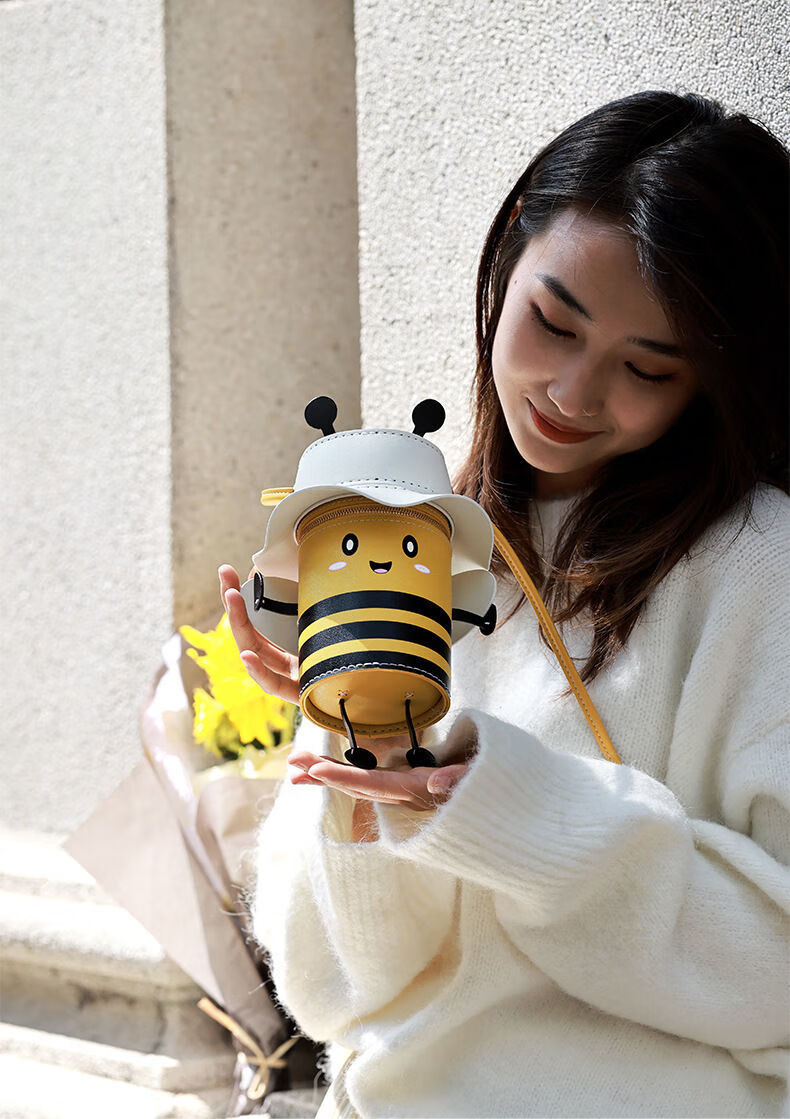 手工diy自制水桶包女网红可爱小蜜蜂单肩斜跨包手缝编织材料包生日