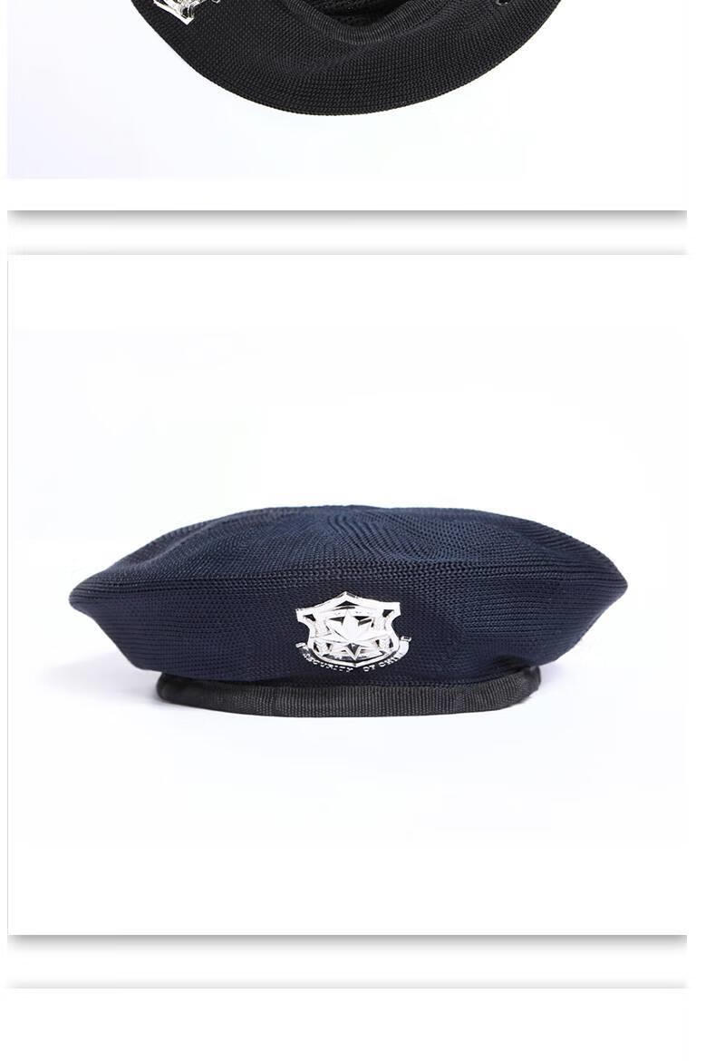 保安贝雷帽黑色保安帽子贝雷帽透气工作帽春秋礼仪帽网眼男女保安