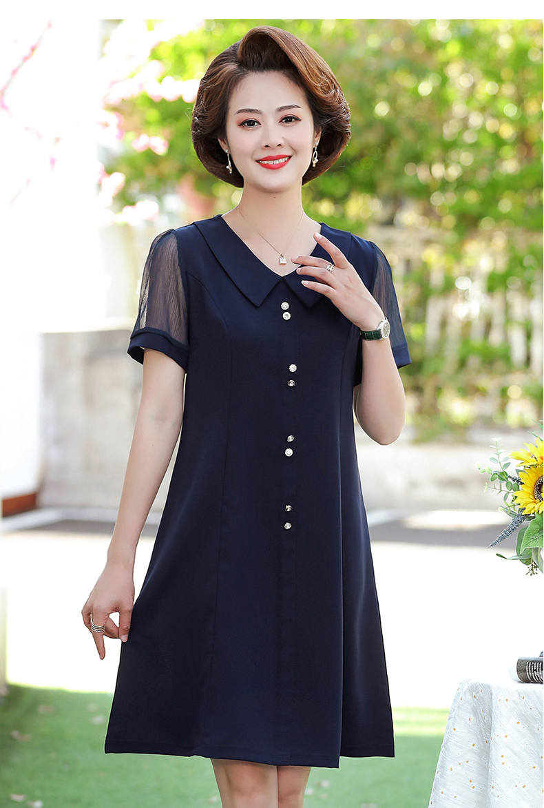 凤倪夏天妈妈矮个子连衣裙微胖中老年人小个子中年夏装洋气气质50岁女
