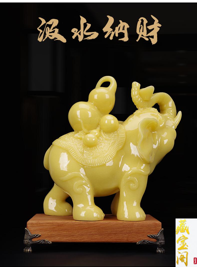 藏宝阁 玉石大象摆件一对子母象客厅酒柜办公室装饰搬家乔迁开业礼品