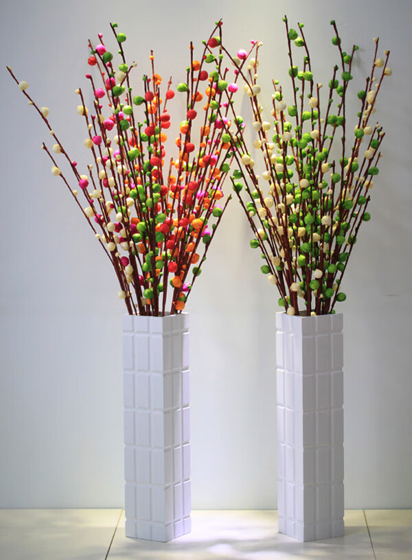 2支仿真花大银柳干支梅枝腊梅苞落地客厅假花插花装饰花卉紫色一支