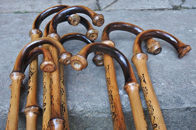 筇竹拐杖实用轻巧老年手杖纯手工竹制超轻登山杖送老人礼物筇杖细款80