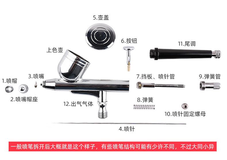高达模型上色气泵双动喷笔喷枪hd130 s130 kp45黑焰模型喷笔 kp-45(0.
