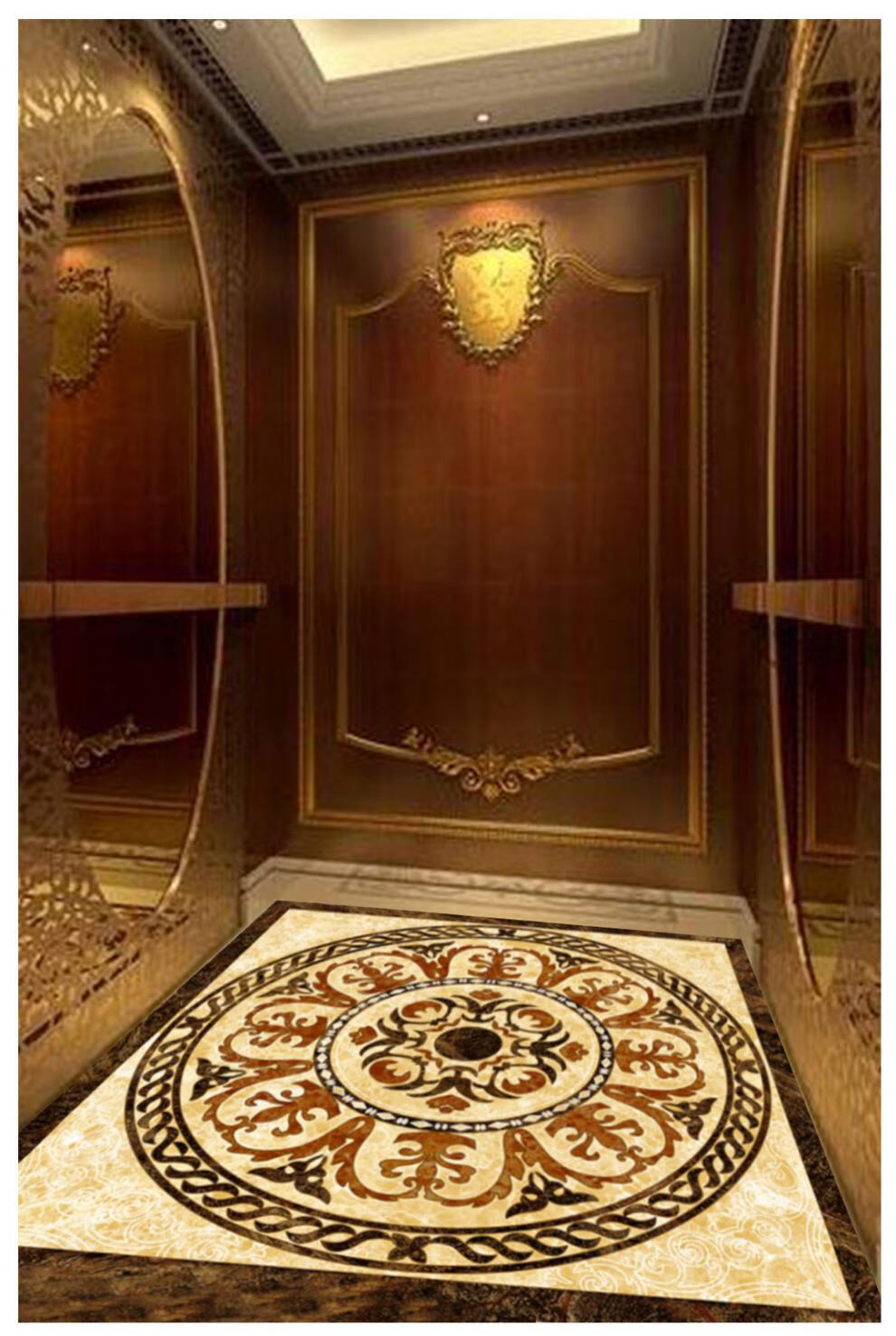 凝余电梯轿厢pvc地板别墅地垫pvc胶仿大理石耐磨防水定制logo图案炫彩