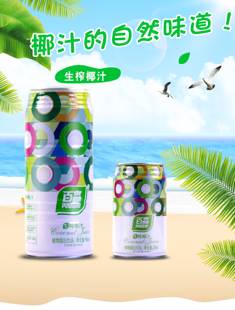 百森生榨椰子汁植物蛋白饮品椰汁饮料鲜榨椰汁椰奶整箱960ml整箱960ml