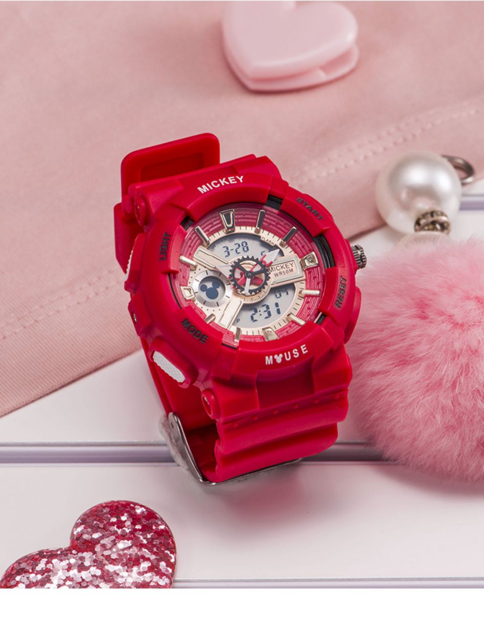 抖音网红 迪士尼联名手表女独角兽女生十大运动防水品牌机械初中学生