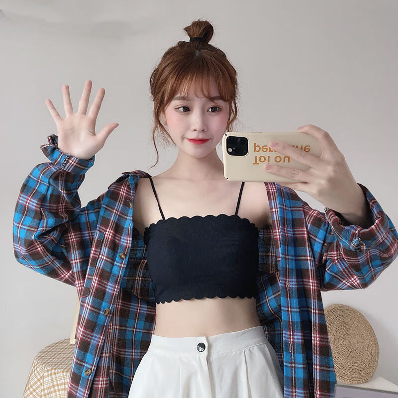 高中女生内衣初中生少女文胸冰丝裹胸抹胸少女内衣学生韩版初中生美背