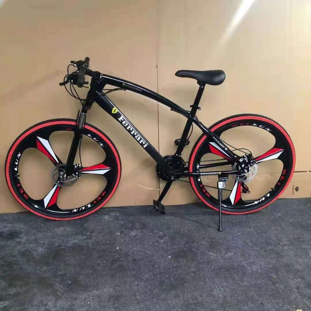 迪士尼小孩子宝宝玩的新款法拉利山地自行车26寸一体轮折叠变速学生车