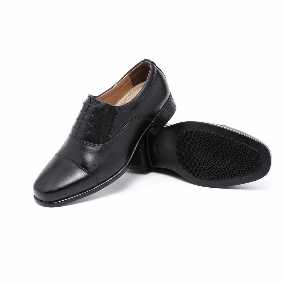 三接头校尉皮鞋军皮鞋男士正装皮鞋春秋商务正装免系带潮流时尚低帮单