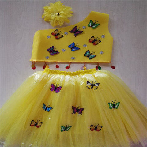 火山鸟六一儿童节演出服装9岁女童舞台环保时装秀8-12岁中小学生走秀