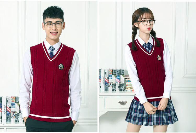 v领毛衣背心男厚款学生英伦学院风校服坎肩无袖针织马甲青年 421暗