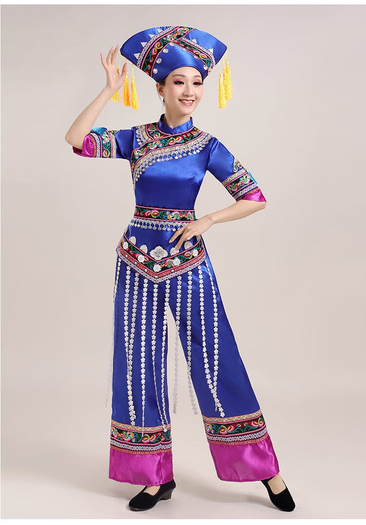壮族服装女少数民族服装女广西壮族服饰侗族衣服三月三新年演出服舞蹈