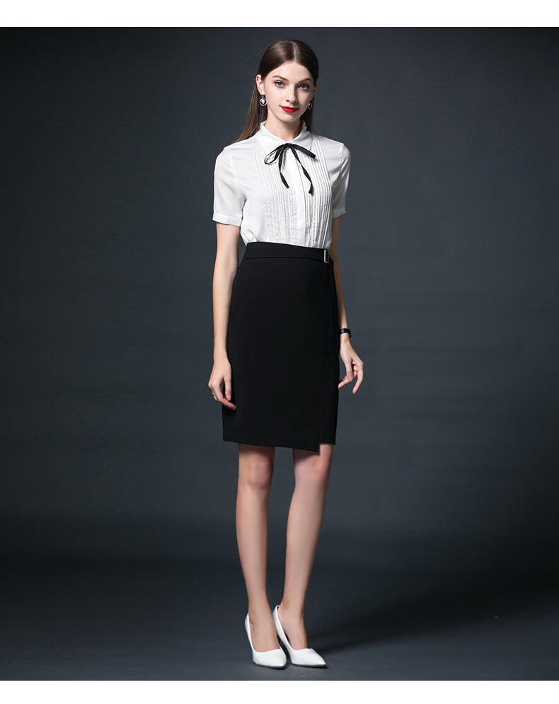 艾尚臣职业套装夏季白色大学生面试工作服短袖衬衫2022通勤职业女装