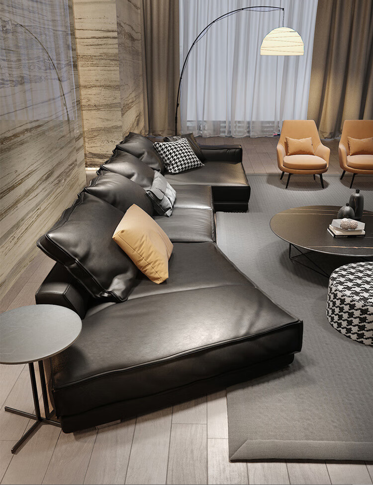 汇巧天成2022新款科技布沙发意式极简客厅三人位四人异形转角软羽绒