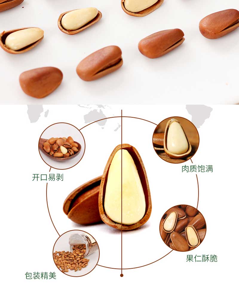 特大开口松子新货原味东北特产松树籽手剥红松子坚果散装500g原味