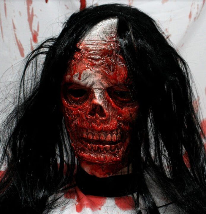 可狄万圣节道具鬼屋密室逃脱npc荧光贞子面具全脸头套僵尸鬼普通款