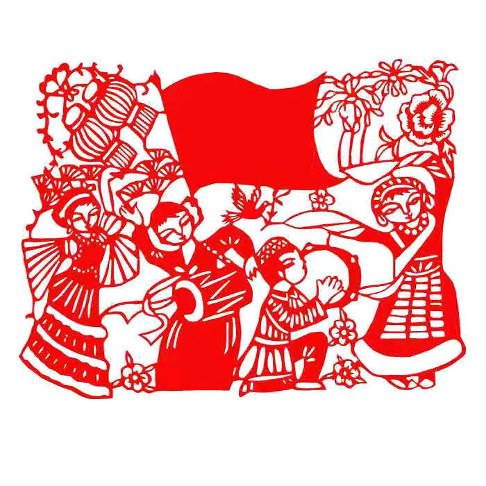 刻纸图案 手工剪纸成品 民族团结系列窗花刻纸贴纸装饰画民俗手工艺品