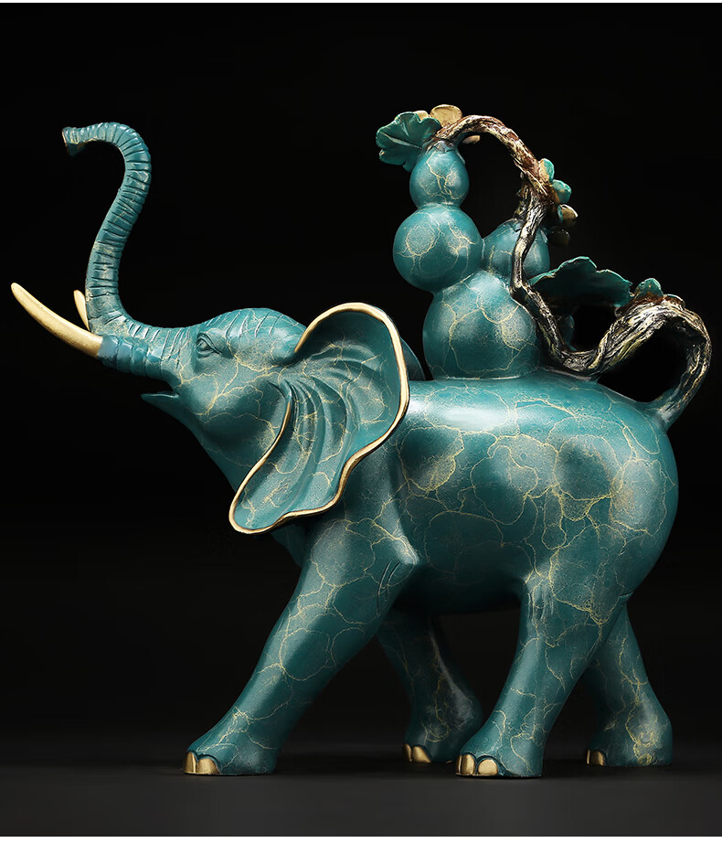 《富贵吉祥》全铜大象摆件 电视装饰开业乔迁礼品 小号富贵吉祥象(褐